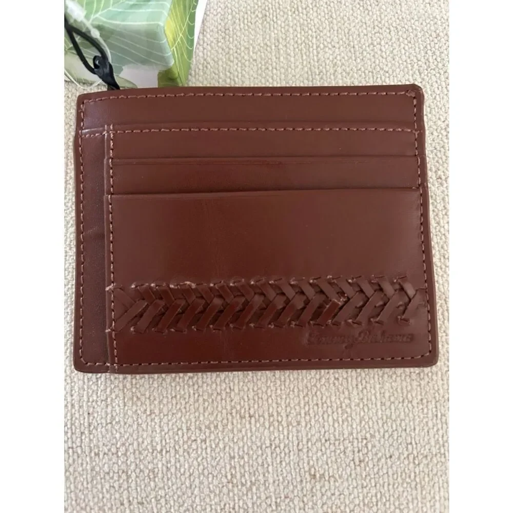 Tommy Bahama leather credit card holder lace details with gift box, Brown, NWT